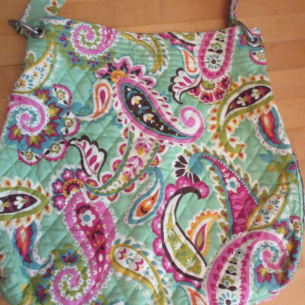 Vera Bradley Quilted  Shoulder Handbag Green Paisley